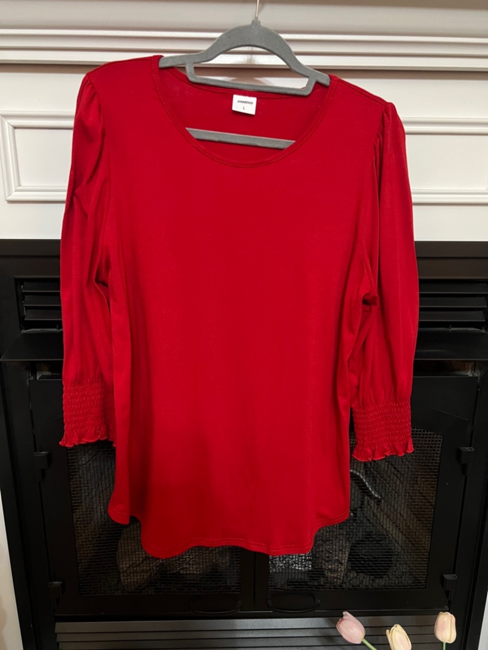 Women's Red Long Sleeve Smocked Cuff Top by J. Jill